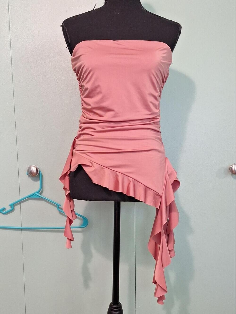 Thirty Thirty Pink Jellyfish Ruffle Strapless Shirt Size Large
